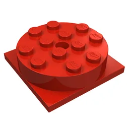 Turntable 4 x 4 Square Base with Top, Complete Assembly / Red