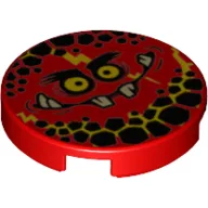 Tile Round 2 x 2 with Nexo Knights Globlin Face Print / Red