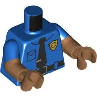 Torso, Dual Molded Arms, Police Uniform, Gold Badge, Black Tie, Belt Print, Blue Sleeves Pattern, Medium Nougat Arms and Hand / Blue