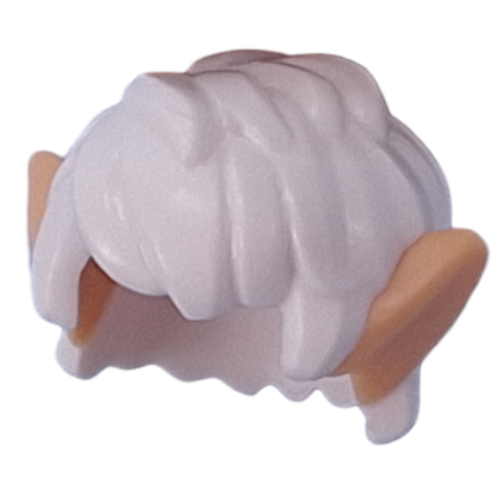 Lego Hair Short Curly with Warm Tan Elf Ears pattern / White