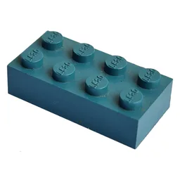 Modulex Brick 2 x 4 with LEGO on Studs / Modulex Teal Blue