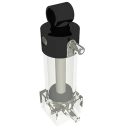 Pneumatic Cylinder with 2 Inlets Medium (48mm) with Black Top / Trans-Clear