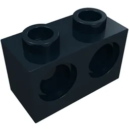 Technic Brick 1 x 2 [2 Pin Holes] / Black