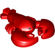 Lego Animal, Lobster with Small Black Eyes with White Pupils Print / Red