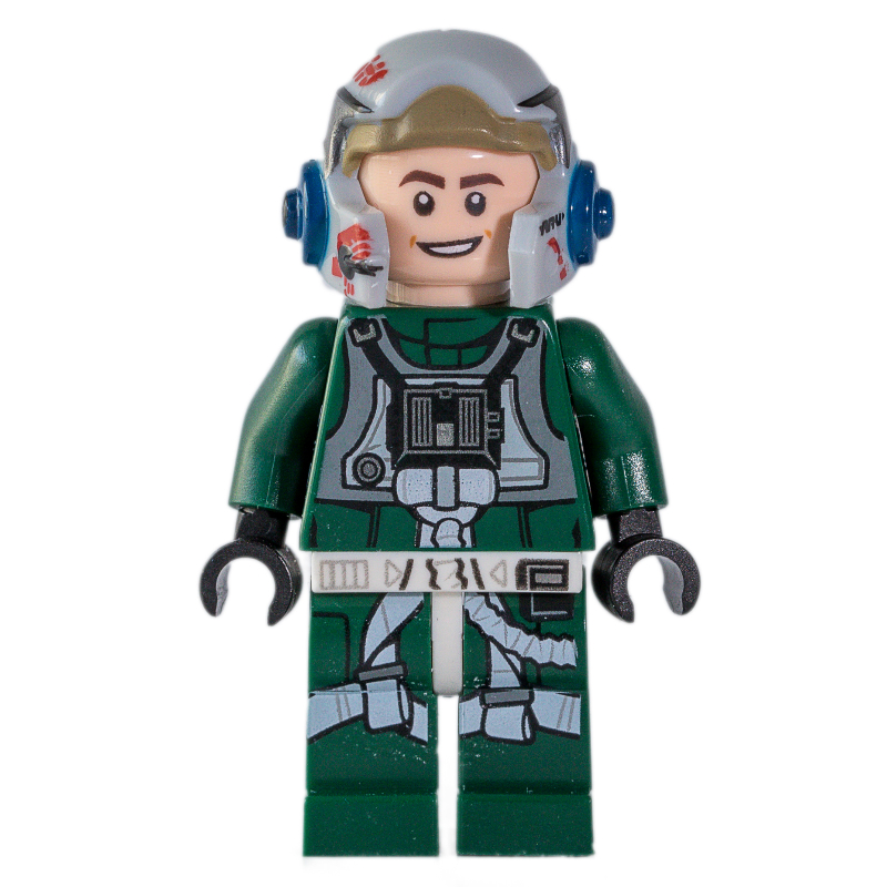 Lego Rebel Pilot A-wing, Dark Green Uniform, Black Helmet Stripe
