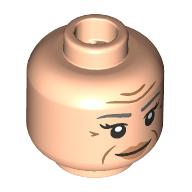 Lego Minifig Head Sleeping Witch, Nougat Eyebrows, Wrinkles, Peach Lips, Open Eyes, Smile/Closed Eyes / Light Nougat