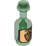 Lego Equipment Bottle with Black Grapes on Gold Background Label Print / Trans-Green