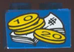 Brick 2 x 2 with Bills and Coins Pattern (Sticker) - Set 4165