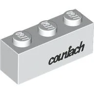Brick 1 x 3 with Black 'countach' Print / White