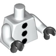 Lego Torso 3 Black Pom Poms Print, White Arms, Black Hands / White