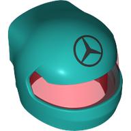 Lego Helmet, Formula 1 with Trans-Red Visor pattern and Mercedes Logo print