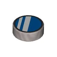 Tile Round 1 x 1 with Glasses Print / Flat Silver