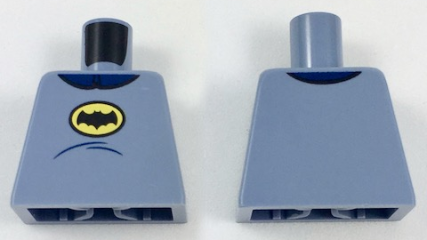 Lego Torso Batman Logo in Yellow Oval, Dark Blue Collar and Stomach Contour Lines Pattern