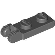 Lego Hinge Plate 1 x 2 Locking with 2 Fingers On End, with Groove, 9 Teeth / Dark Bluish Gray