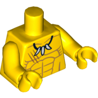 Lego Torso Bare Chest with Muscles and Tooth Necklace Print, Yellow Arms and Hands / Yellow