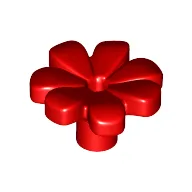 Plant, Flower, Minifig Accessory with 7 Thick Petals and Pin / Red