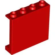 Panel 1 x 4 x 3 [Side Supports / Hollow Studs] / Red