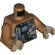 Lego Torso Pilot Flight Suit with Straps and Brown Hose Print, Medium Nougat Arms, Dark Tan Hands / Medium Nougat