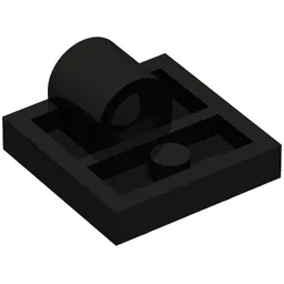 Plate Special 2 x 2 with 1 Pin Hole [Complete Underside Rib] / Black