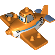 Lego Duplo Airplane, with Dusty with Blue Trim and No. 7 Print / Orange
