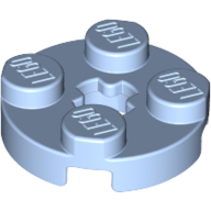 Lego Plate Round 2 x 2 with Axle Hole Type 1 (+ Opening) / Bright Light Blue