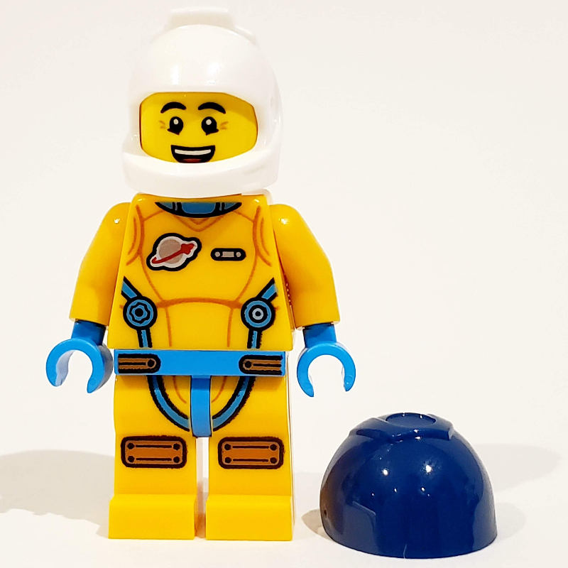 Lego Astronaut, Male, Bright Light Orange Suit, Dark Blue Visor