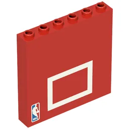 Brick 1 x 6 x 5 with NBA Logo and Basketball Backboard Print / Red