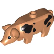 Animal, Pig, Large with Black Spots Print [Plain Ears] / Nougat