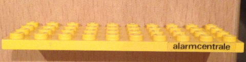 Lego Plate 4 x 10 with Black 'alarmcentrale' Pattern on Both Sides (Stickers) - Set 1590-2