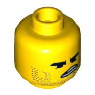 Lego Minifig Head Angry, Crooked Grin, Teeth / Yellow