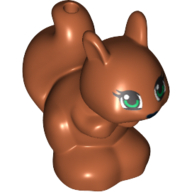 Lego Animal, Squirrel with Green Eyes Print / Dark Orange