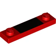 Plate Special 1 x 4 with 2 Studs with Solid Black Print / Red
