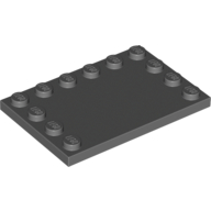 Lego Plate Special 4 x 6 with Studs on 3 Edges / Dark Bluish Gray