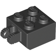 Lego Hinge Brick 2 x 2 Locking with 2 Fingers Vertical and '+' Axle Hole, 7 Teeth / Black