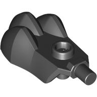 Lego Animal Body Part, Hand / Paw with Stud on Top, Bar on Side and 3 Bar Holders on Bottom / Black