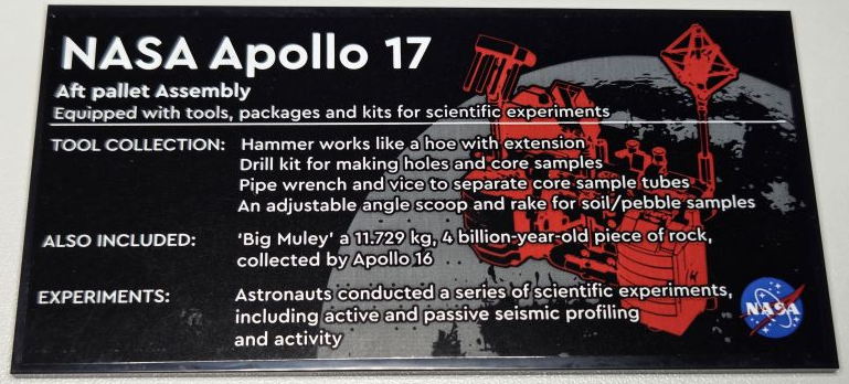 Lego Tile 8 x 16 with Bottom Tubes, Polished Surface with NASA Apollo 17 Aft Pallet Assembly Pattern (Sticker) - Set 42182