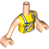Lego Minidoll Torso Girl, White Apron, Yellow Trim, Yellow Shirt, Banana / Light Nougat
