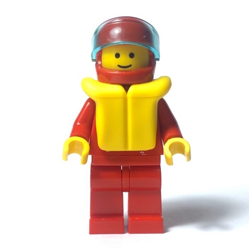 Lego Man, Red Jacket with Zipper, Red Helmet with Visor, Yellow Life Vest