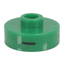 Pen Bead, Round Short, Flat Edge with 'I', '6', 'R' Print / Green