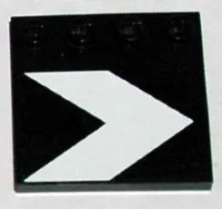 Tile, Modified 4 x 4 with Studs on Edge with White Chevron on Transparent Background Pattern (Sticker) - Set 10188