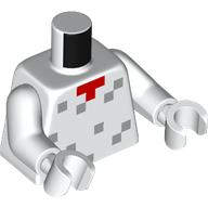 Lego Torso, Light Bluish Grey Squares, Pixelated Red Tie print, White Arms and Hands / White