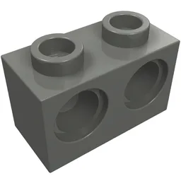 Technic Brick 1 x 2 [2 Pin Holes] / Dark Bluish Gray