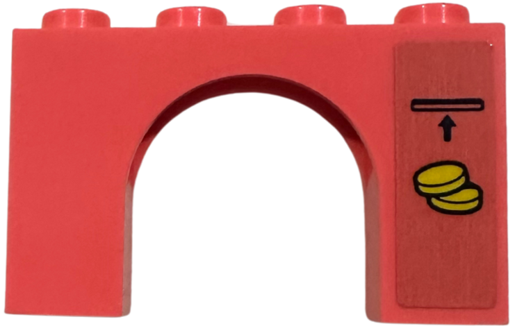 Lego Arch 1 x 4 x 2 with Coin Slot, Arrow, and Yellow Coins Pattern (Sticker) - Set 42674