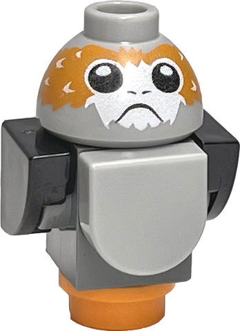 Lego Porg, Star Wars with Black Wings and Tail, High Raised Feathers between Eyes - Brick Built