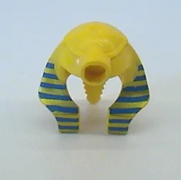 Headdress Nemes (Mummy) with Stud [Type 1] with Blue and Gold Stripes Print / Yellow