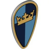 Shield Ovoid with Crown on Dark and Medium Blue Quarters Print / Light Bluish Gray