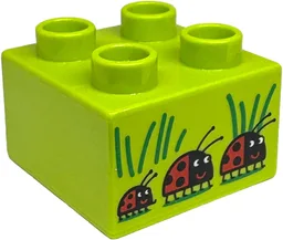Duplo Brick 2 x 2 with Ladybugs Print