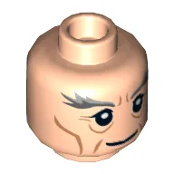 Minifig Head Gandalf, Thick Gray Eyebrows, Cheek Lines and Wrinkles Print / Light Nougat
