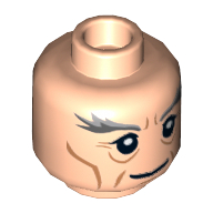 Lego Minifig Head Gandalf, Thick Gray Eyebrows, Cheek Lines and Wrinkles Print / Light Nougat