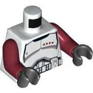 Lego Torso Armor Clone Trooper Captain, Black Belt and Four Dark Red Stars Print, Dark Red Arms, Black Hands / White
